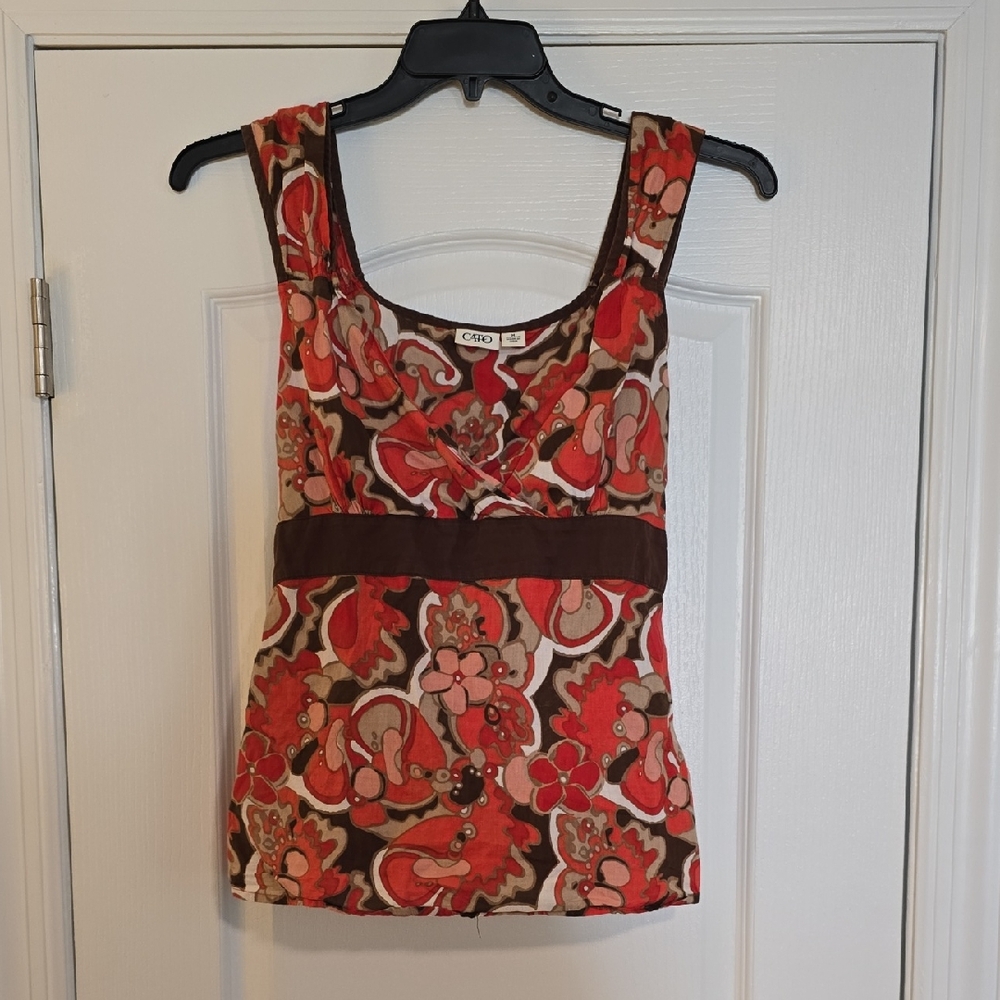 Cato Red and Brown Floral Tank Top